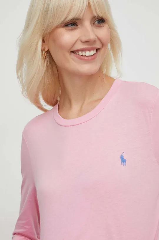 roza Bombažna majica z dolgimi rokavi Polo Ralph Lauren