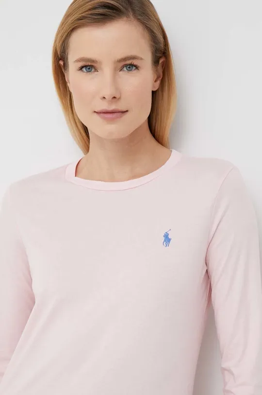 ροζ Βαμβακερή μπλούζα με μακριά μανίκια Polo Ralph Lauren Γυναικεία
