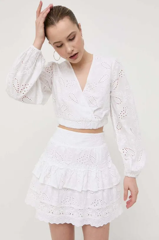 λευκό Βαμβακερή μπλούζα Guess Γυναικεία