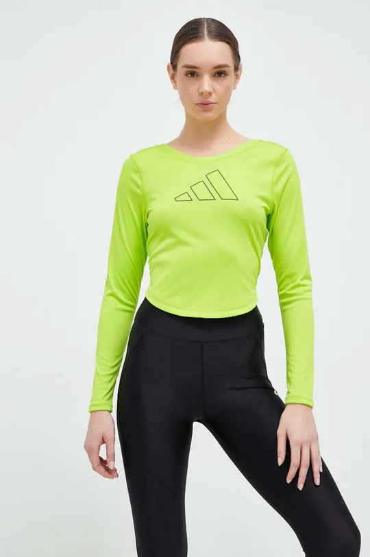 zelena Športna majica z dolgimi rokavi adidas Performance Ženski