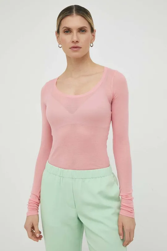 ροζ Βαμβακερή μπλούζα με μακριά μανίκια American Vintage Γυναικεία