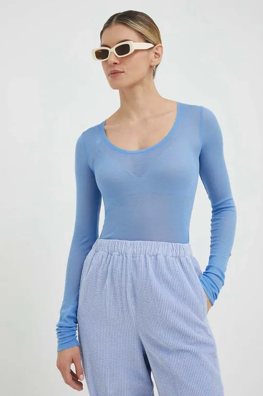 μπλε Βαμβακερή μπλούζα με μακριά μανίκια American Vintage Γυναικεία