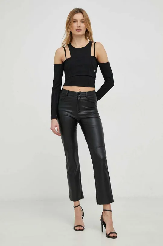 Tričko s dlhým rukávom Calvin Klein Jeans čierna