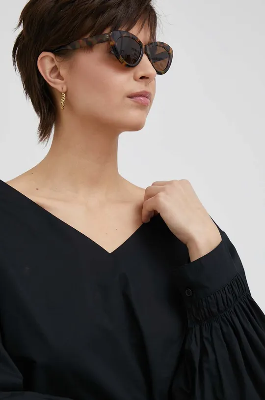 μαύρο Βαμβακερή μπλούζα Sisley
