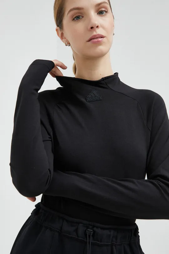 črna Majica z dolgimi rokavi adidas Ženski