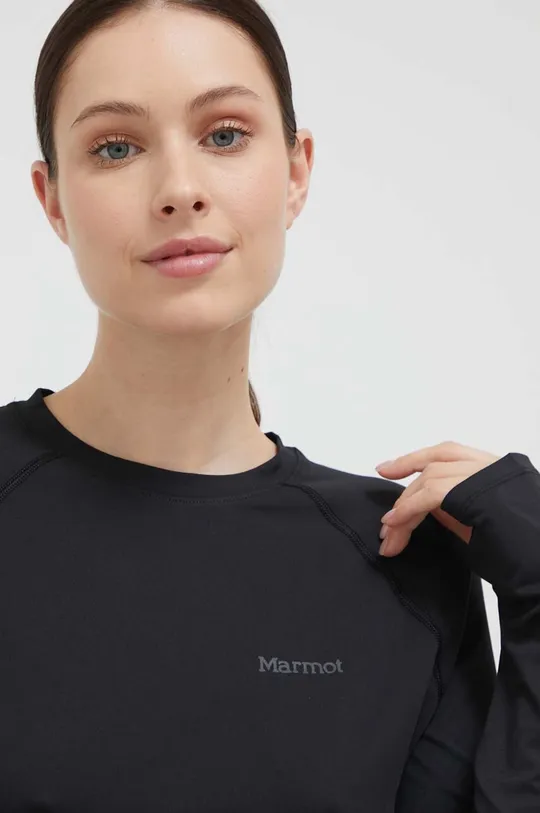 čierna Športové tričko s dlhým rukávom Marmot Windridge