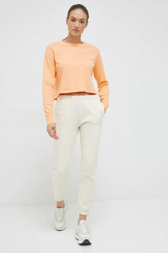 Bavlnené tričko s dlhým rukávom Columbia oranžová