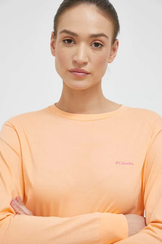 oranžna Bombažna majica z dolgimi rokavi Columbia