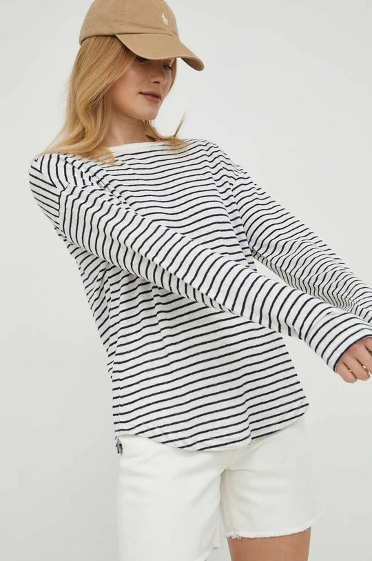 granatowy GAP longsleeve lniany