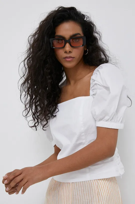 λευκό Βαμβακερή μπλούζα DKNY Γυναικεία