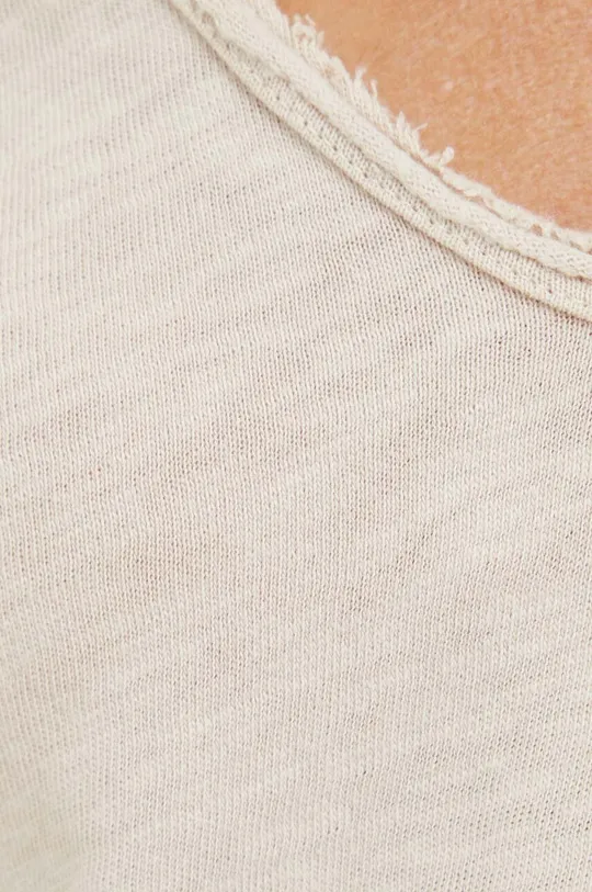 μπεζ Βαμβακερή μπλούζα με μακριά μανίκια American Vintage