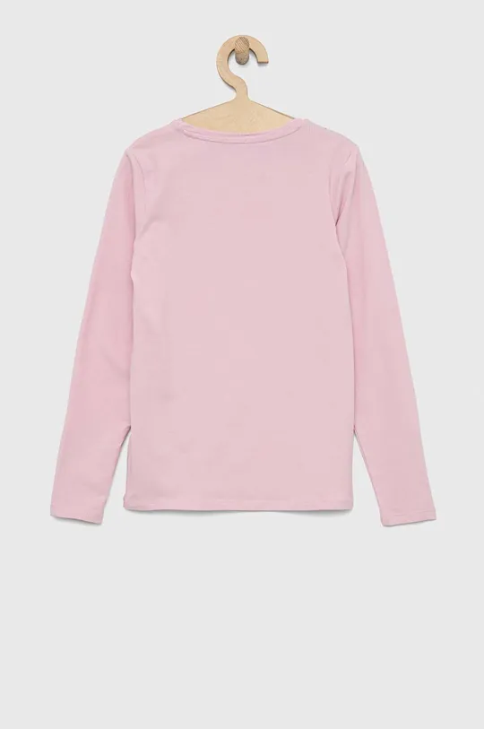 Dětské tričko s dlouhým rukávem Guess pastelově růžová
