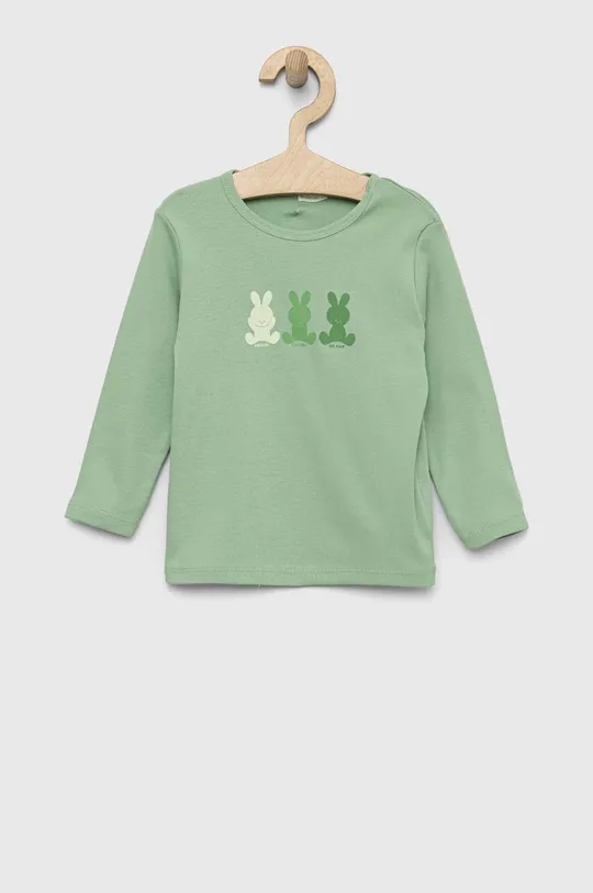 zelena Pamučna majica dugih rukava za bebe United Colors of Benetton Za djevojčice