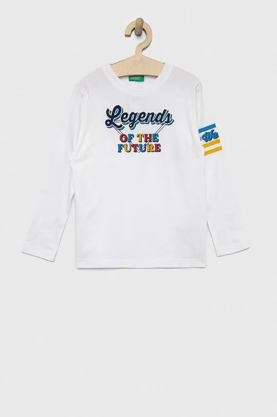 bílá Dětská bavlněná košile s dlouhým rukávem United Colors of Benetton Dětský