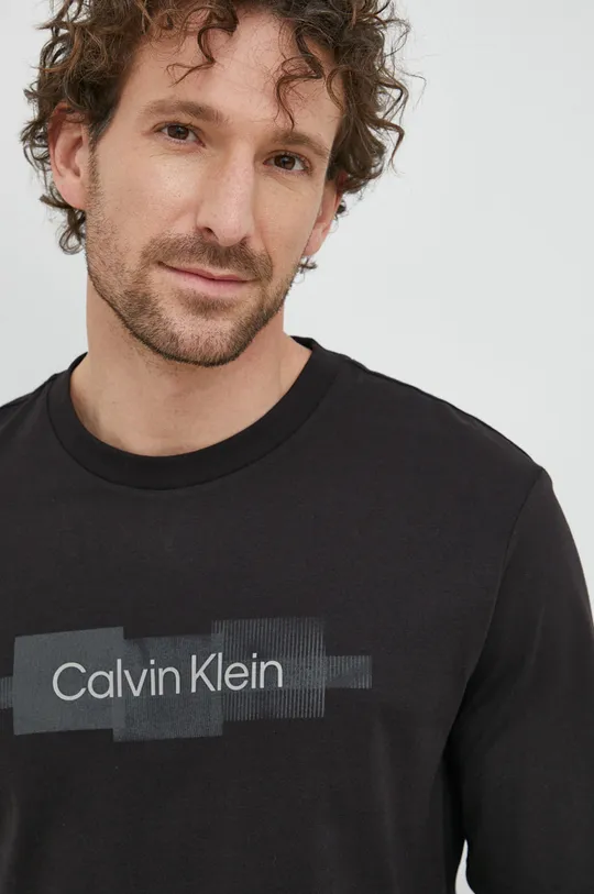 μαύρο Βαμβακερή μπλούζα με μακριά μανίκια Calvin Klein Ανδρικά