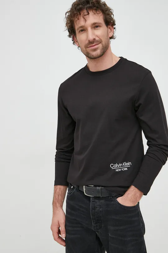 czarny Calvin Klein longsleeve bawełniany Męski