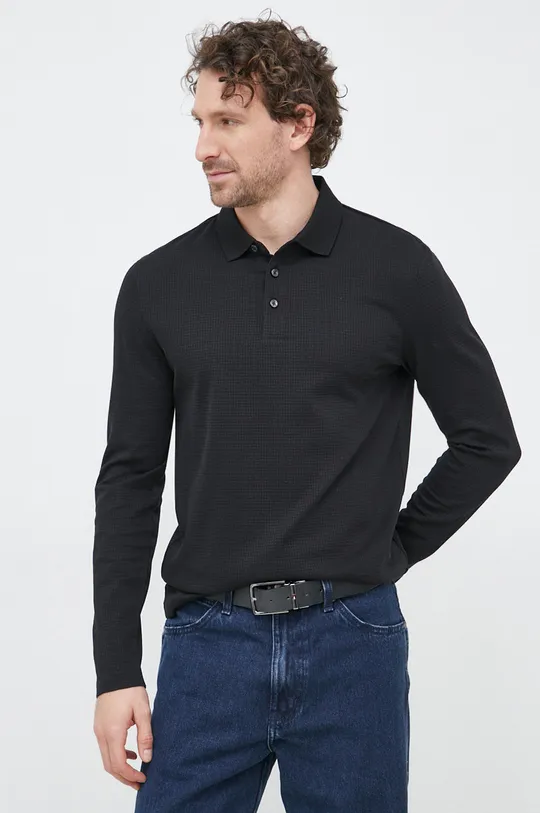 μαύρο Βαμβακερή μπλούζα με μακριά μανίκια BOSS Ανδρικά