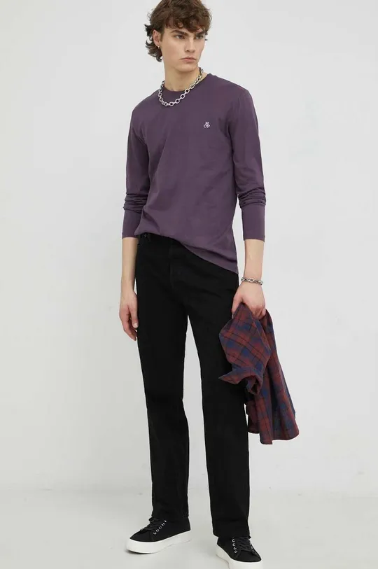 Bavlnené tričko s dlhým rukávom Marc O'Polo fialová