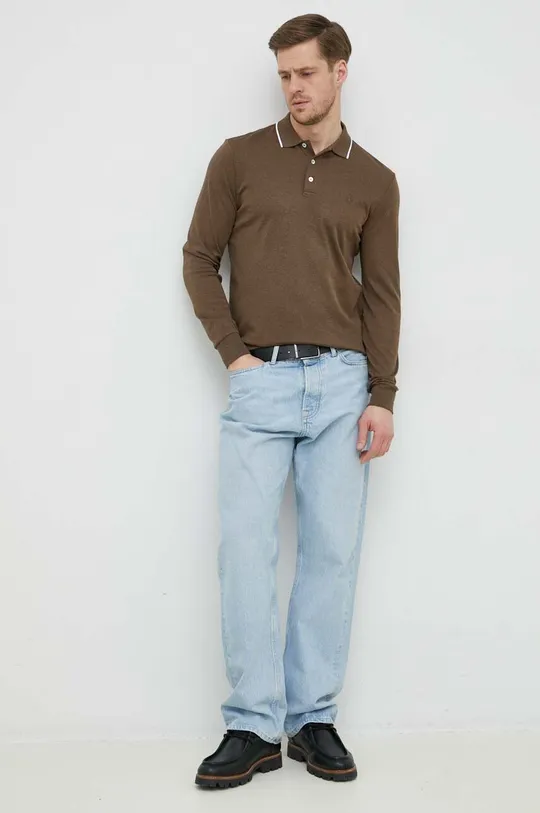 Tričko s dlhým rukávom Polo Ralph Lauren hnedá
