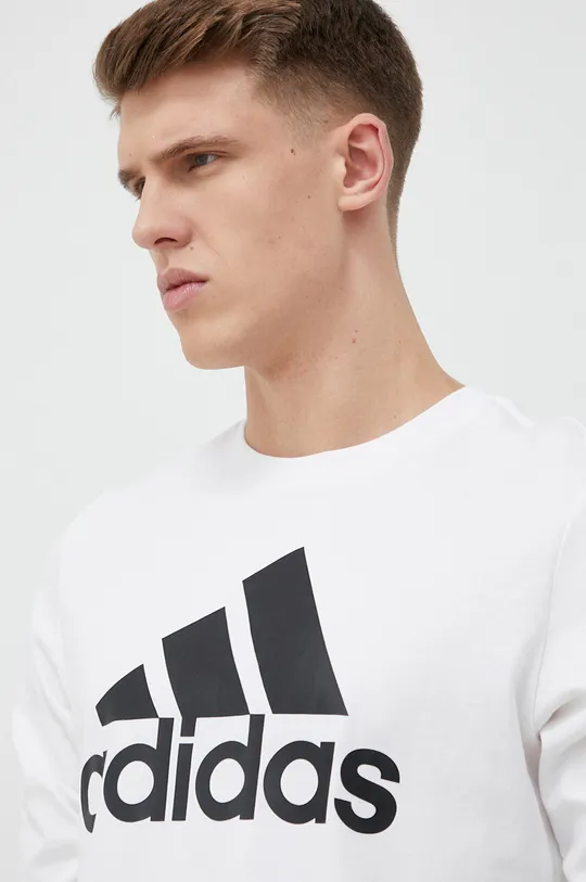 λευκό Βαμβακερή μπλούζα με μακριά μανίκια adidas