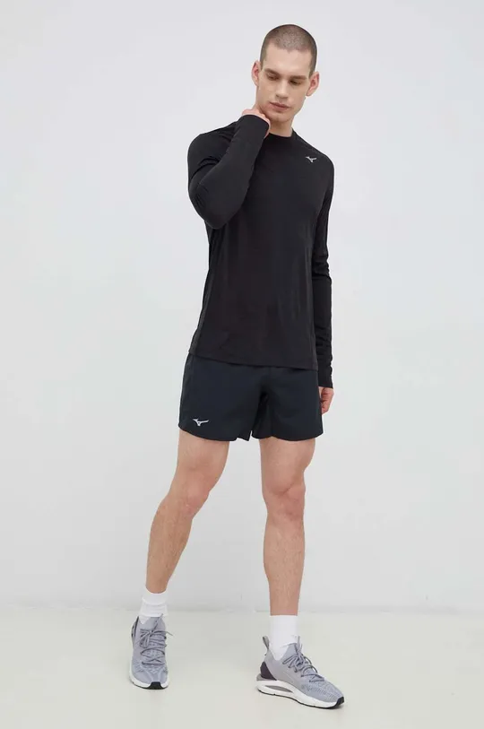 Μακρυμάνικο μπλουζάκι για τρέξιμο Mizuno Impulse μαύρο