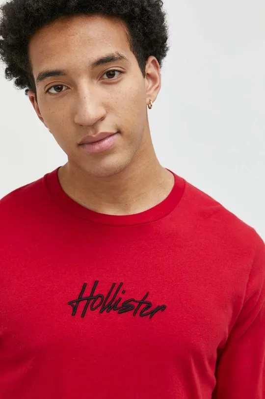 κόκκινο Βαμβακερή μπλούζα με μακριά μανίκια Hollister Co.