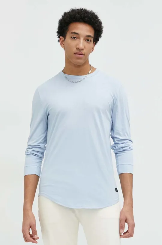 μπλε Βαμβακερή μπλούζα με μακριά μανίκια Hollister Co.