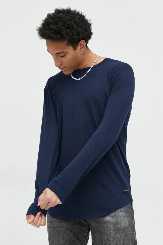 granatowy Hollister Co. longsleeve bawełniany