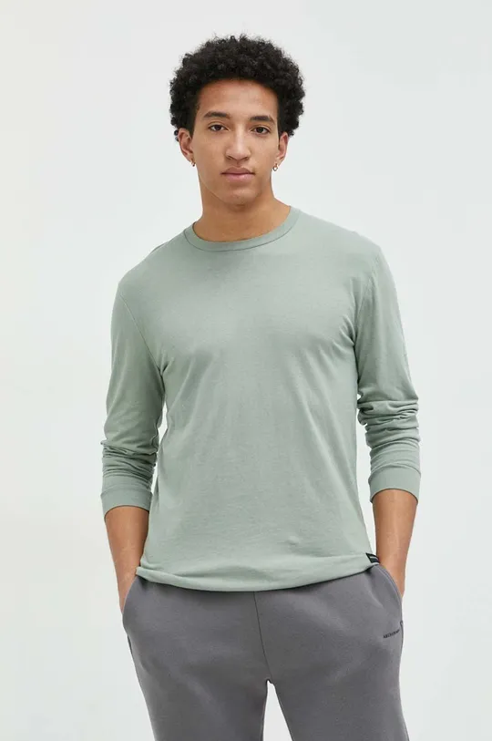 zelena Bombažna majica z dolgimi rokavi Hollister Co. Moški