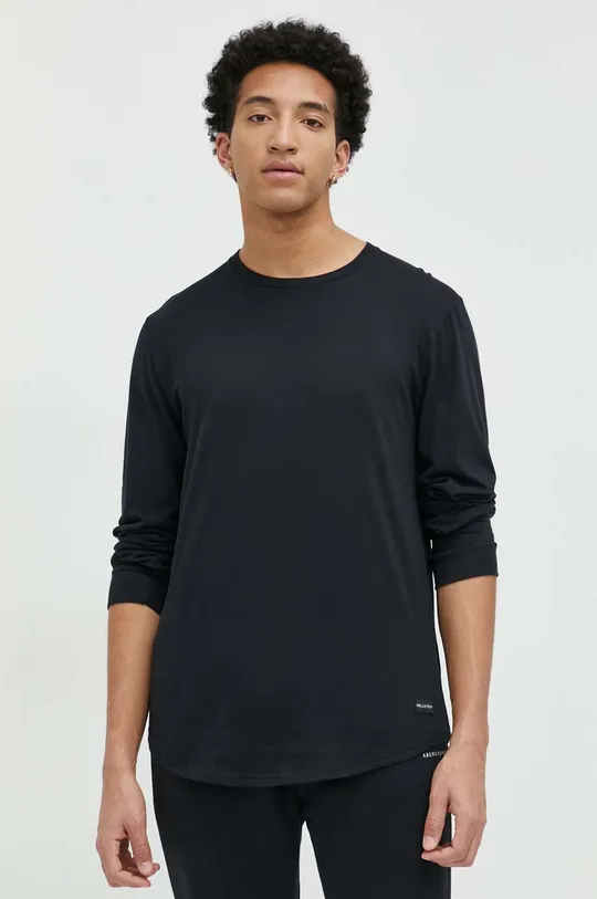 čierna Bavlnené tričko s dlhým rukávom Hollister Co. Pánsky