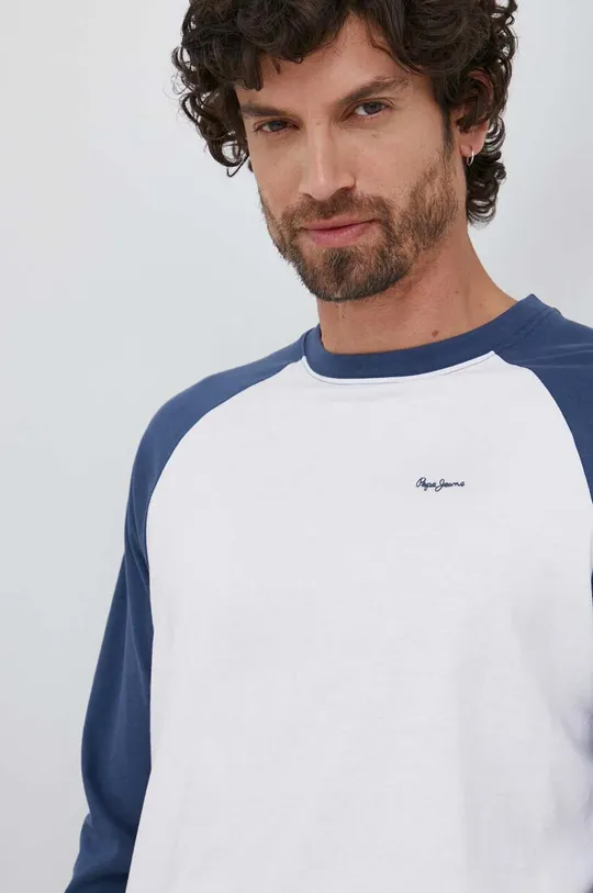 λευκό Βαμβακερή μπλούζα με μακριά μανίκια Pepe Jeans Raidan