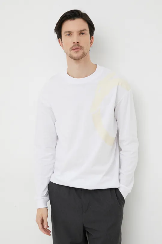 λευκό Βαμβακερή μπλούζα με μακριά μανίκια Trussardi Ανδρικά