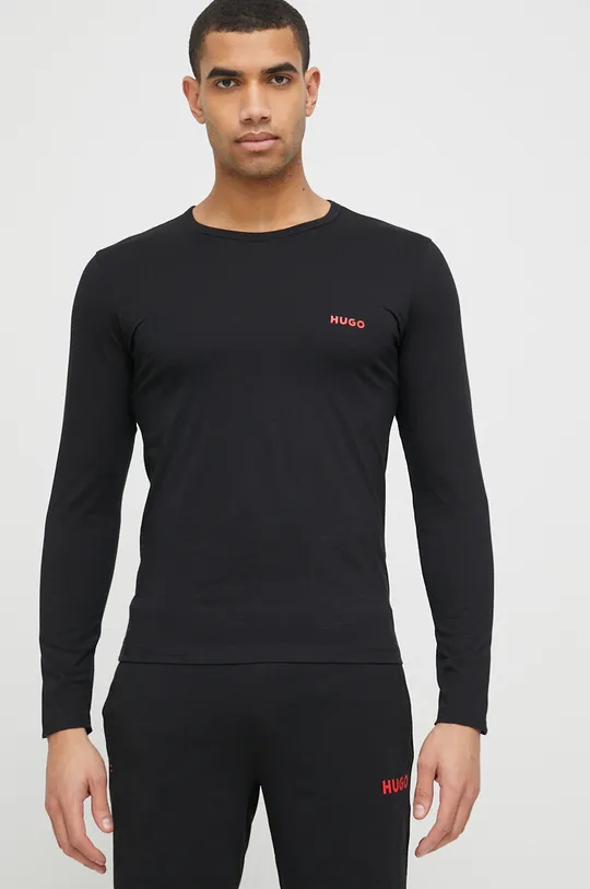 crna Homewear pamučna majica dugih rukava HUGO 3-pack Muški