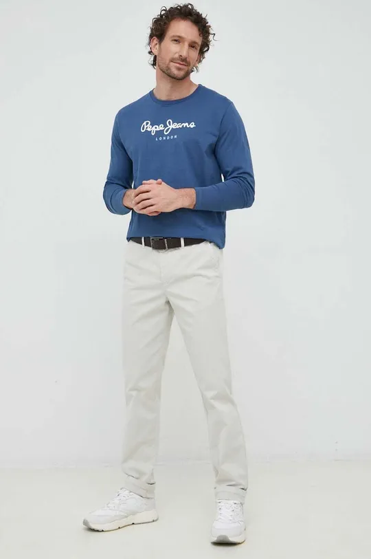 Pamučna majica dugih rukava Pepe Jeans Eggo mornarsko plava