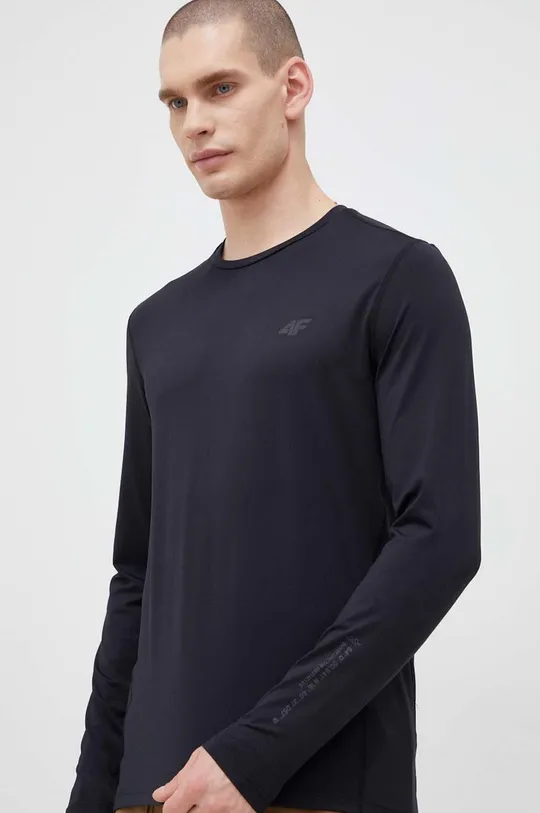 črna Športna majica z dolgimi rokavi 4F Moški