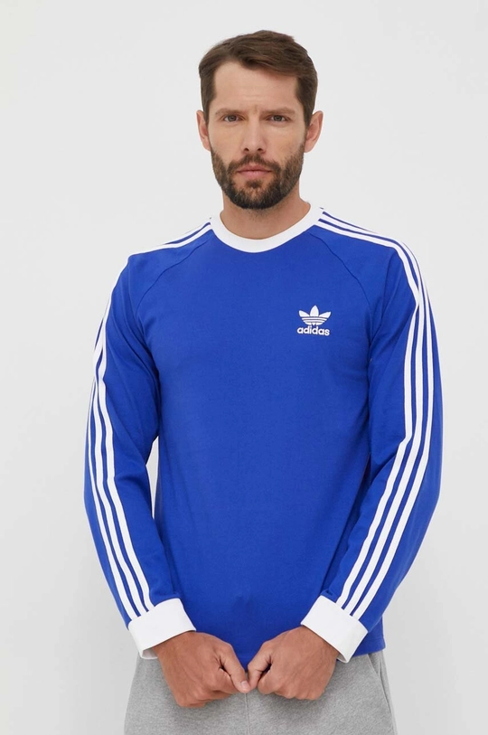 Bavlněné tričko s dlouhým rukávem adidas Originals modrá