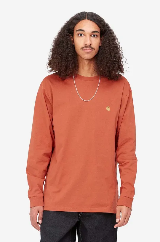 oranžová Bavlněné tričko s dlouhým rukávem Carhartt WIP Chase Pánský