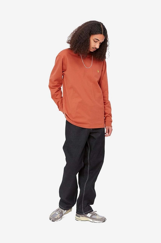 Carhartt WIP cotton longsleeve top Chase orange