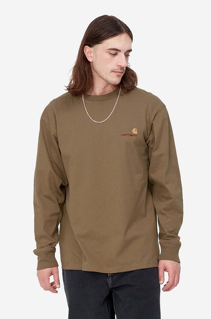 brown Carhartt WIP cotton longsleeve top American Script Men’s