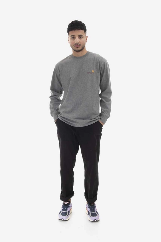 Carhartt WIP cotton longsleeve top American Script gray