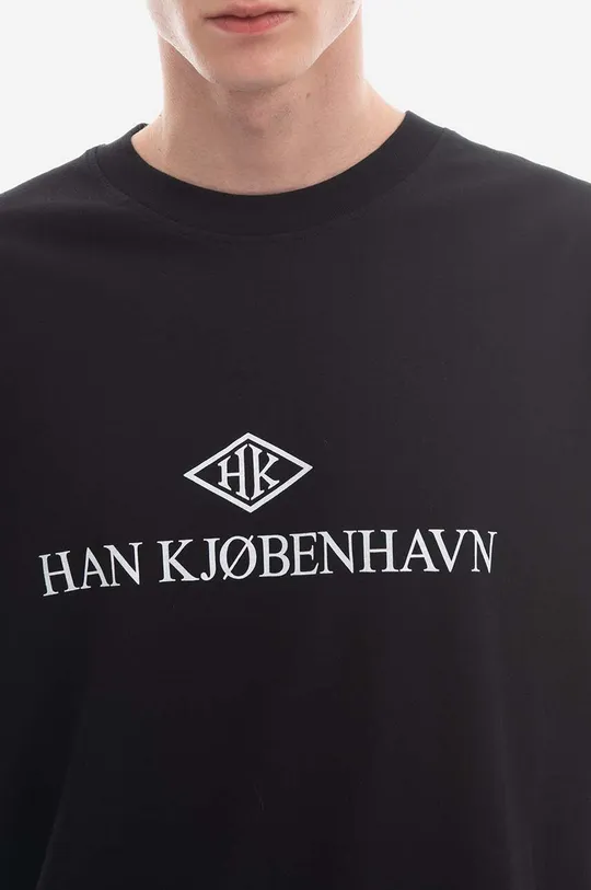 czarny Han Kjøbenhavn t-shirt bawełniany Logo Print Boxy Tee Long Sleeve