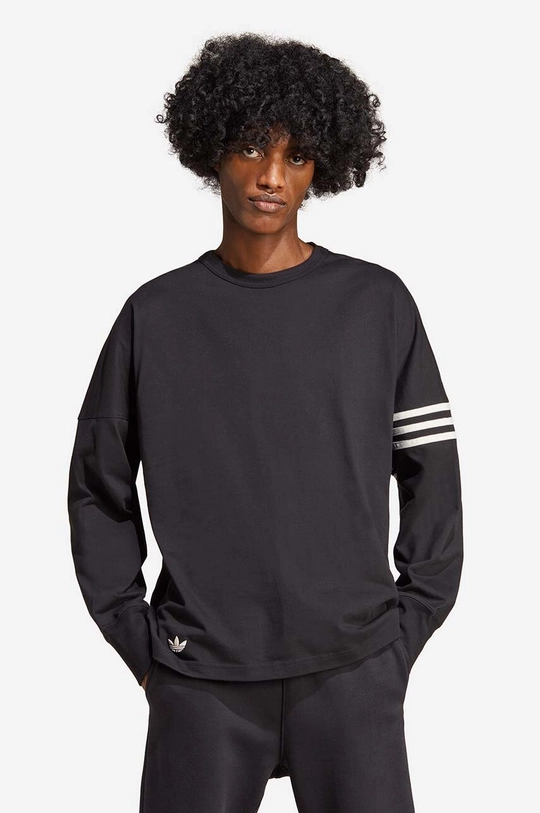 negru adidas Originals longsleeve din bumbac De bărbați