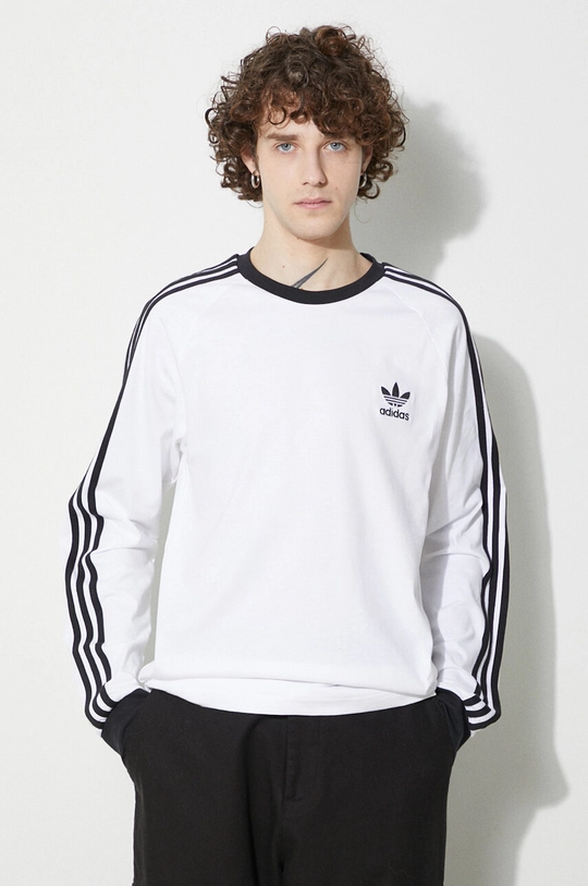 bílá Bavlněné tričko s dlouhým rukávem adidas Originals