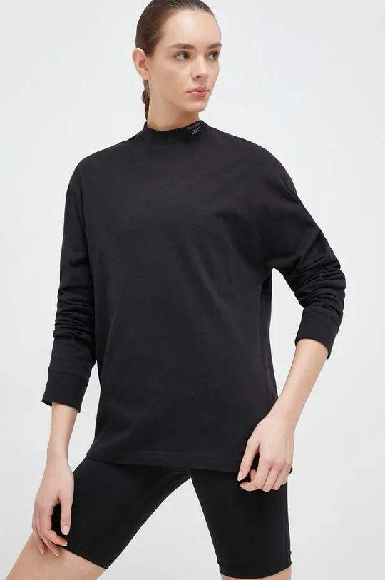 Βαμβακερή μπλούζα με μακριά μανίκια Reebok Classic μαύρο