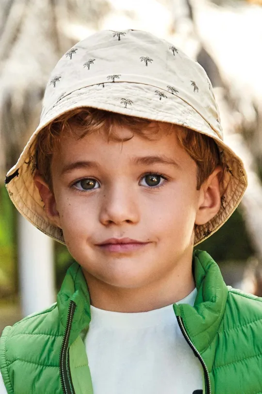 бежевый Детская хлопковая шляпа Mayoral Для мальчиков