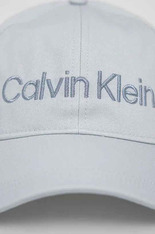 Βαμβακερό καπέλο του μπέιζμπολ Calvin Klein μπλε