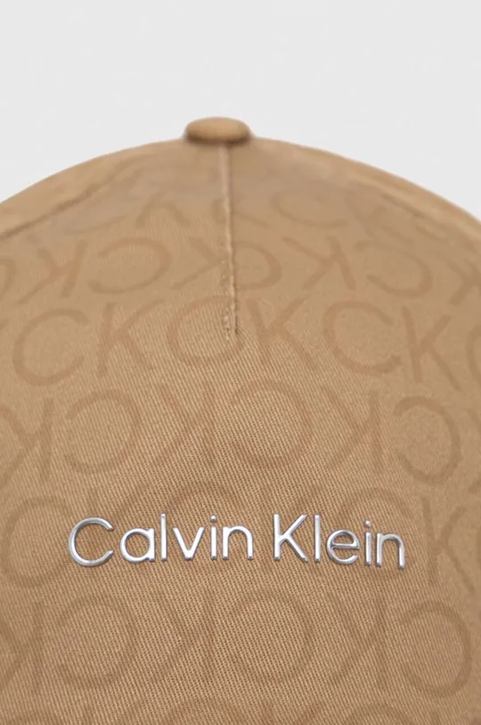 Pamučna kapa sa šiltom Calvin Klein smeđa