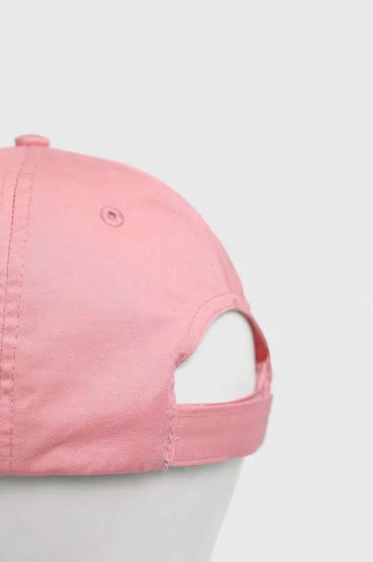 Bavlněná baseballová čepice Guess růžová