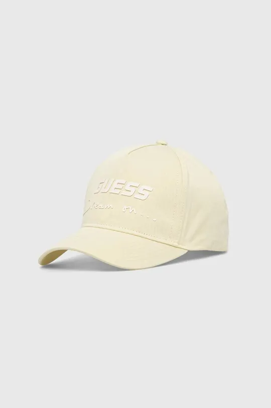 κίτρινο Βαμβακερό καπέλο του μπέιζμπολ Guess Γυναικεία