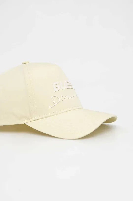 Βαμβακερό καπέλο του μπέιζμπολ Guess κίτρινο